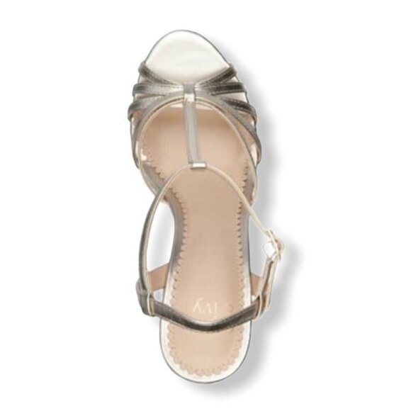 Crown & Ivy MAYBELLE Espadrilles Wedge Heel Strappy Sandals Gold Size 9 - Picture 4 of 7